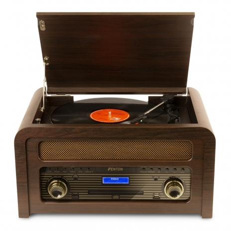Fenton Nashville Vintage Record Player Dark Wood