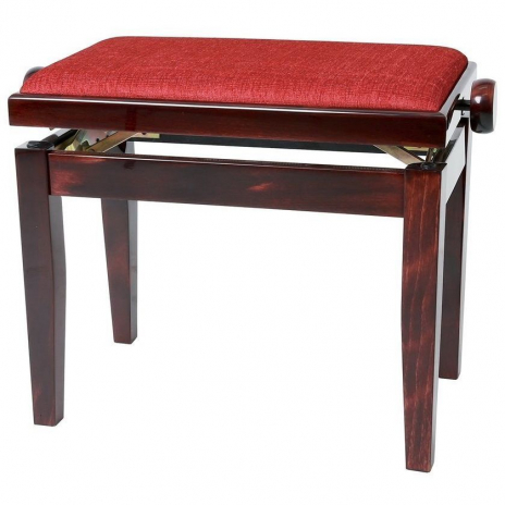 Gewa 130060 Deluxe Piano Bench with Bordeaux Seat Cushion - Highgloss Mahogany