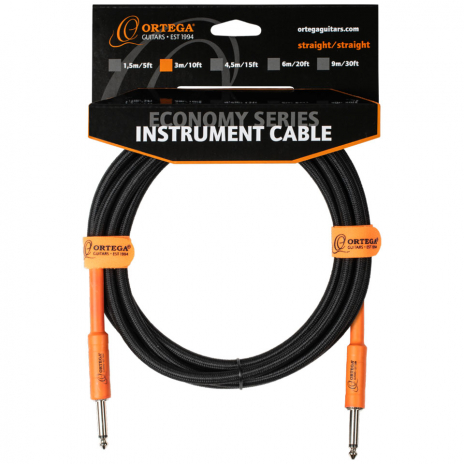 Ortega Straight/Straight Instrument Cable 10ft Orange/Black - OECIS-10